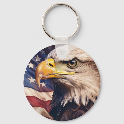 American Flag with Bald Eagle Head Sleutelhanger (Achterkant)
