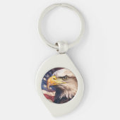American Flag with Bald Eagle Head Sleutelhanger (Voorkant)