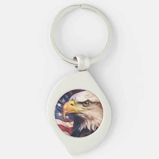 American Flag with Bald Eagle Head Sleutelhanger (Voorkant)