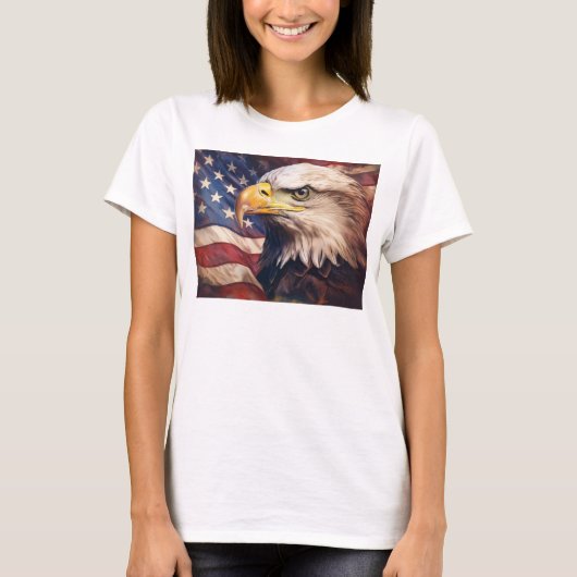 American Flag with Bald Eagle Head T-shirt (Voorkant)