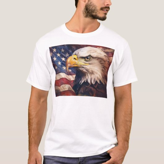 American Flag with Bald Eagle Head T-shirt (Voorkant)
