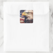 American Flag with Bald Eagle Head Vierkante Sticker (Tas)