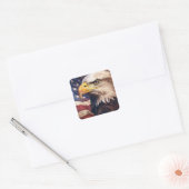 American Flag with Bald Eagle Head Vierkante Sticker (Envelop)