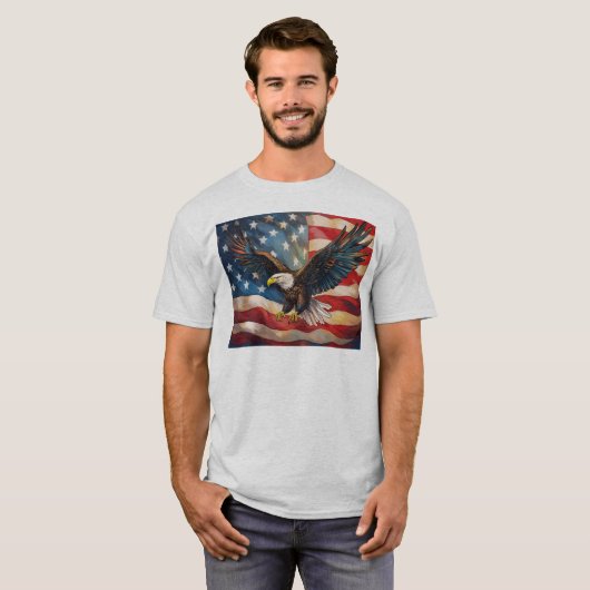 American Flag with Bald Eagle T-shirt (Voorkant volledig)