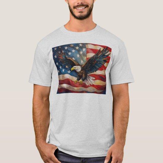 American Flag with Bald Eagle T-shirt (Voorkant)