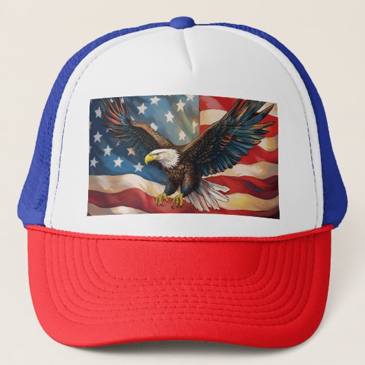 American Flag with Bald Eagle Trucker Pet (Voorkant)