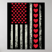 American Flag With Hearts Valentine S Day  Poster (Voorkant)