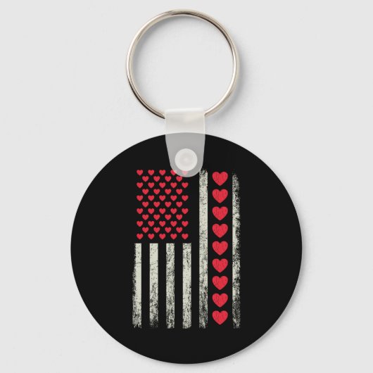 American Flag With Hearts Valentine S Day  Sleutelhanger (Voorkant)