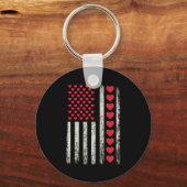 American Flag With Hearts Valentine S Day  Sleutelhanger (Voorkant)