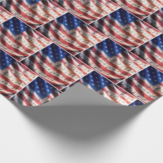 American Flag With Musical Notes Cadeaupapier (Hoek)
