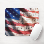 American Flag With Musical Notes Muismat (Met muis)