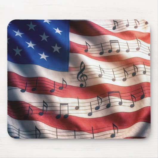 American Flag With Musical Notes Muismat (Voorkant)