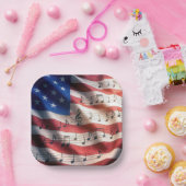 American Flag With Musical Notes Papieren Bordje (Feest)
