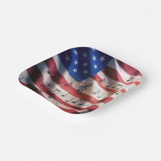 American Flag With Musical Notes Papieren Bordje (Gebogen)