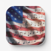 American Flag With Musical Notes Papieren Bordje (Voorkant)