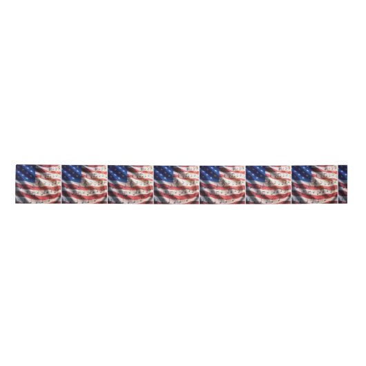 American Flag With Musical Notes Satijnen Lint (Voorkant)