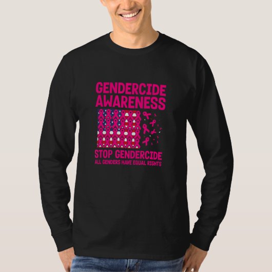 American flag with Pink ribbons for gendercide awa T-shirt (Voorkant)