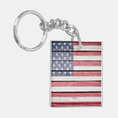 American Flag "Wood afbeelding" Sleutelhanger Zie  (Voorkant Links)