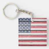 American Flag "Wood afbeelding" Sleutelhanger Zie  (Voorkant)