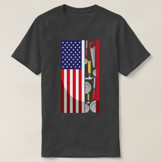 American Flag Woodworker Tools penter Patriottisch T-shirt (Design voorkant)