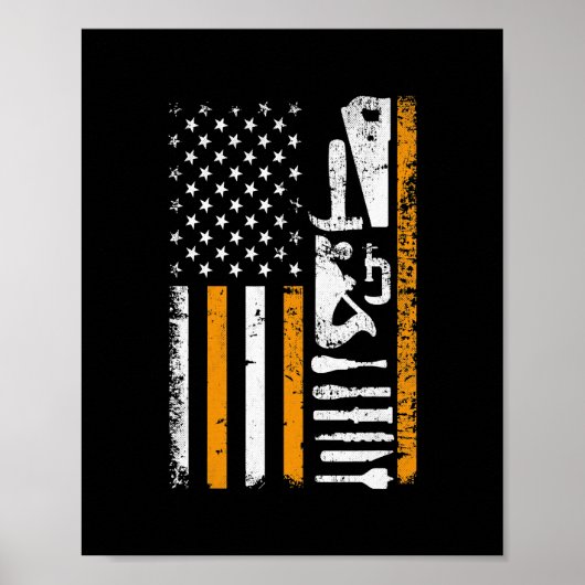 American Flag Woodworking Gifts Carpenter Wood Poster (Voorkant)