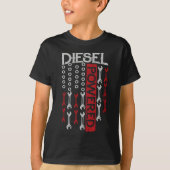 American Flag Wrench Diesel Powered Engine T-shirt (Voorkant)