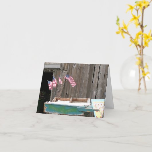 American Flags & Barn Note Kaart (Gele Bloem)