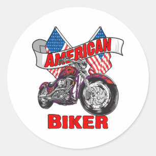American Flags Biker Ronde Sticker