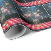 American Flags With Sparklers In a Mason Jar Cadeaupapier (Rol Hoek)