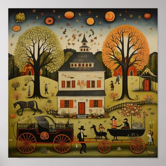 American Folk Art Groot Witte Huis Poster (Voorkant)