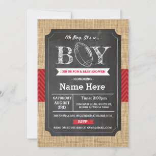 American football Baby shower Boy Rugby Invite Kaart