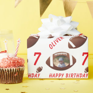 American Football Bal Happy Birthday Foto Cadeaupapier