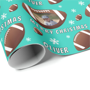 American Football Bal Kerstmis Foto Cadeaupapier