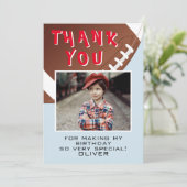 American Football Bal Sporten Kinderen Verjaardag  Bedankkaart (Staand voorkant)