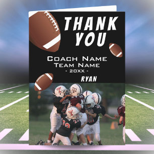 American Football Bal Zwart Dank je Coach Foto Bedankkaart