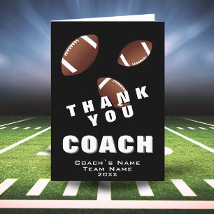 American Football Bal Zwart Dank je Coach Kaart