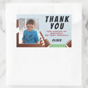 American Football Ball Birthday Dank u Foto Rechthoekige Sticker