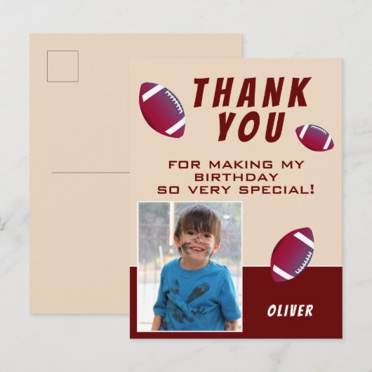 American Football Ball Birthday Foto Dank u Briefkaart (Voorkant / Achterkant)