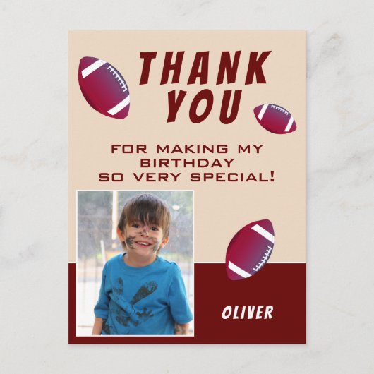 American Football Ball Birthday Foto Dank u Briefkaart (Voorkant)