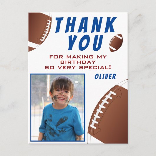 American Football Ball Birthday Foto Dank u Briefkaart (Voorkant)