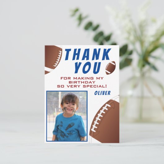 American Football Ball Birthday Foto Dank u Briefkaart (Staand voorkant)