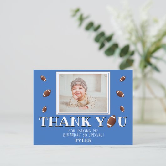 American Football Ball Birthday Foto Dank u Briefkaart (Staand voorkant)