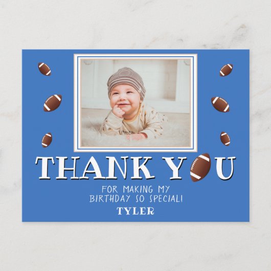 American Football Ball Birthday Foto Dank u Briefkaart (Voorkant)