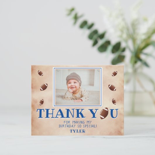 American Football Ball Birthday Foto Dank u Briefkaart (Staand voorkant)