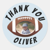 American Football Ball Birthday Foto Dank u Ronde Sticker (Voorkant)