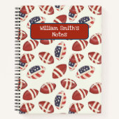 American Football Ball I USA Flag Terug naar schoo Notitieboek (Voorkant)