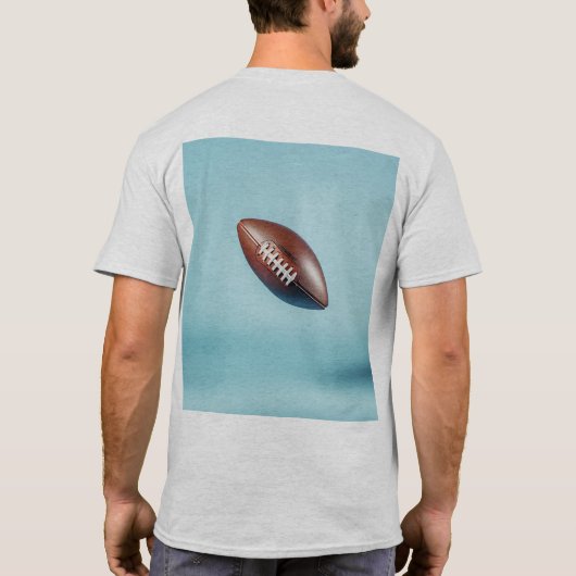 American football ball in the air with bright ligh t-shirt (Achterkant)