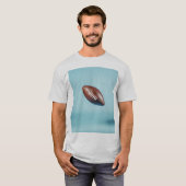 American football ball in the air with bright ligh t-shirt (Voorkant volledig)