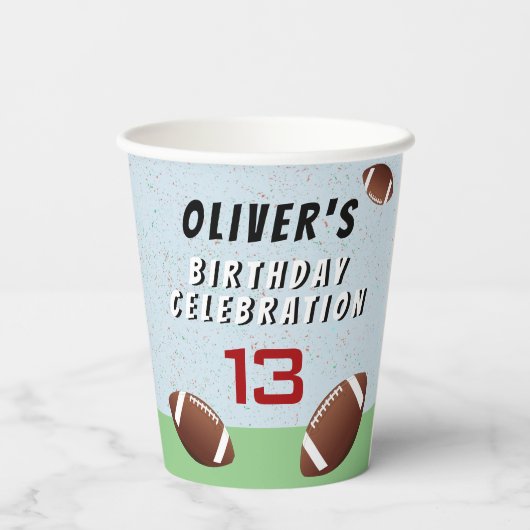 American Football Ball Verjaardagsfeestje Papieren Bekers (Achterkant)