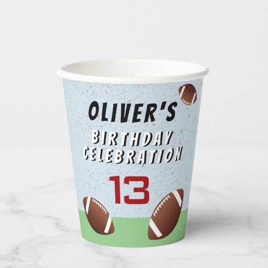 American Football Ball Verjaardagsfeestje Papieren Bekers (Voorkant)